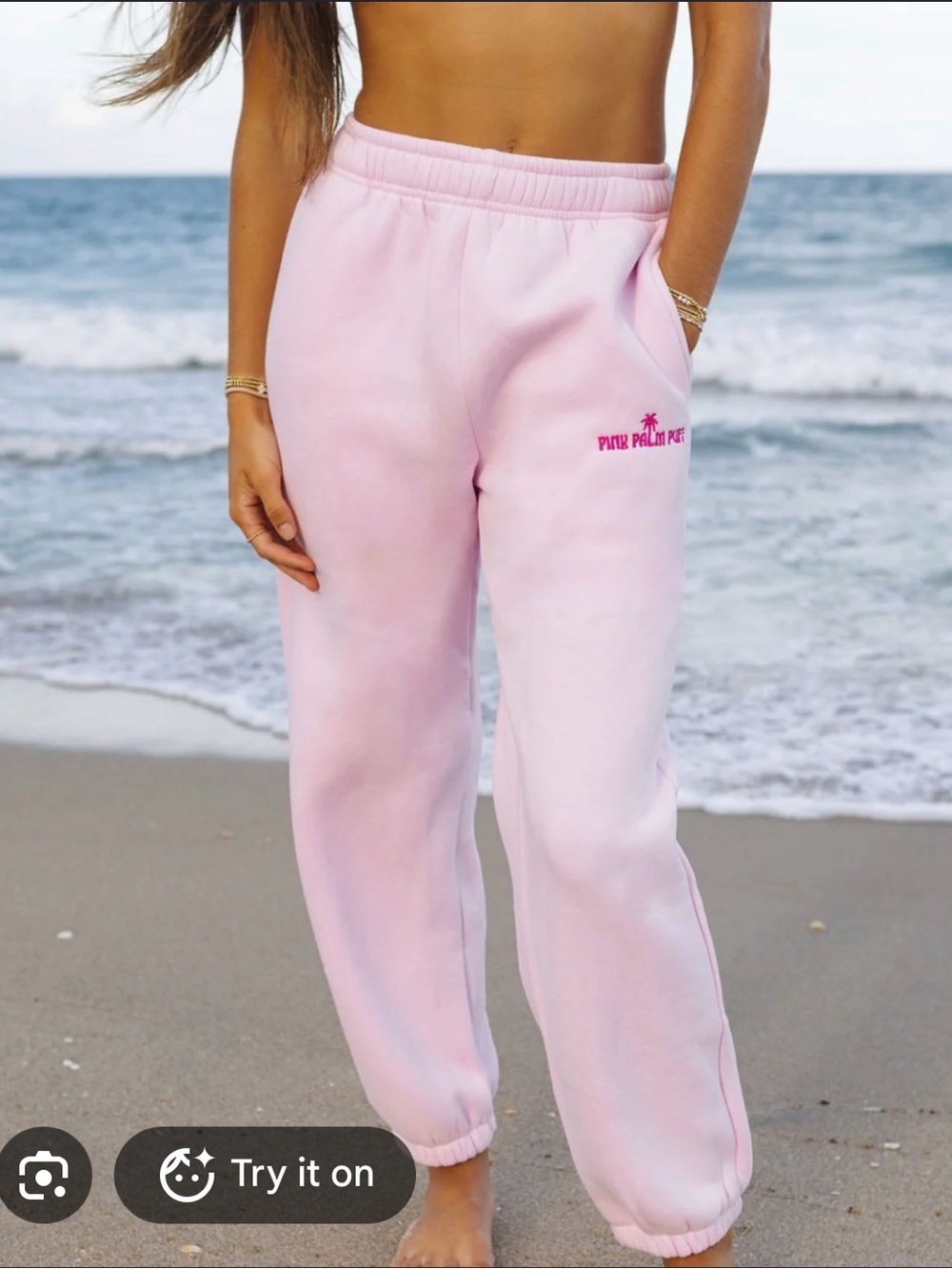 Pink Palm Puff Pink Classic Sweatpants